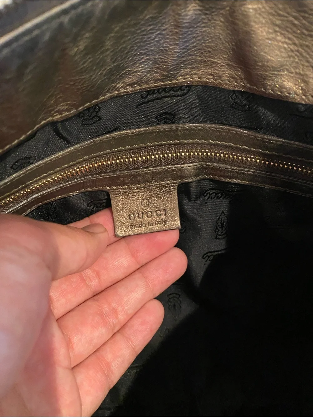 Gucci Hysteria Metallic Bronze Leather Wristlet Clutch